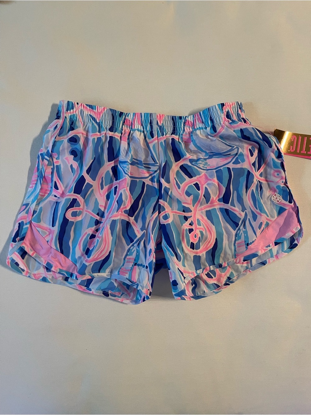 Lilly Pulitzer Pink & Blue Abstract Athletic Shorts